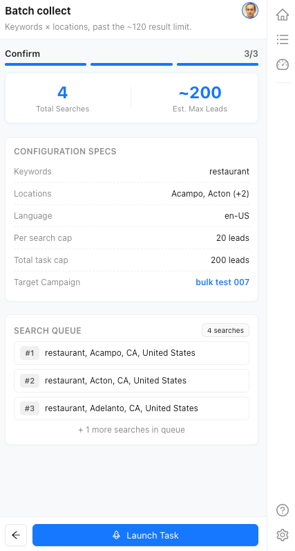 Batch Collect confirm step with the search queue
